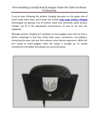 How Installing a invisQi desk Qi charger Under the Table Can Boost Productivity 