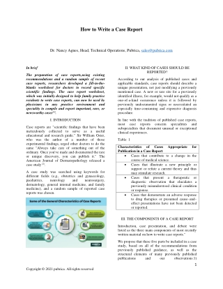 How to write a case report – Pubrica