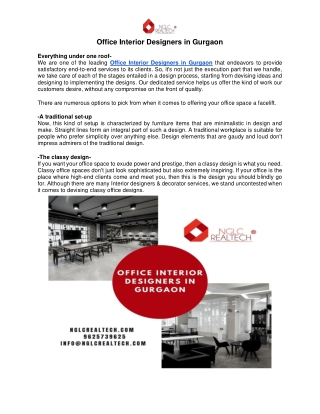 Guidelines to Choose Best office interior designers in Gurgaon