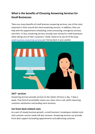 What is the benefits of Choosing Answering Services for Small Businesses