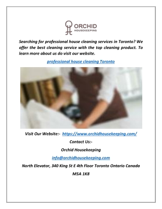 Professional House Cleaning Toronto | Orchidhousekeeping.com