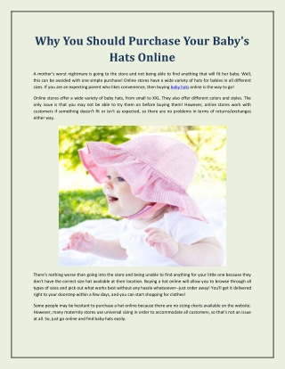 Why You Should Purchase Your Baby's Hats Online