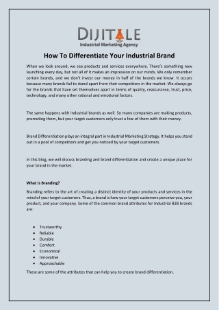 How To Differentiate Your Industrial Brand