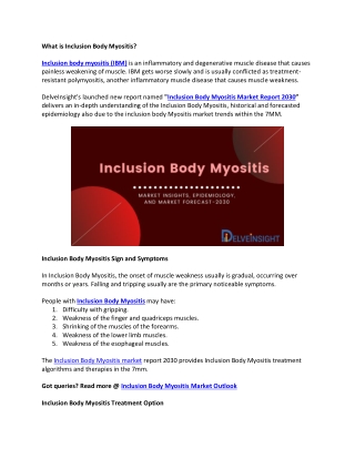 Inclusion Body Myositis Market