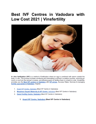 Best IVF Centres in Vadodara with Low Cost 2021 _ Vinsfertility