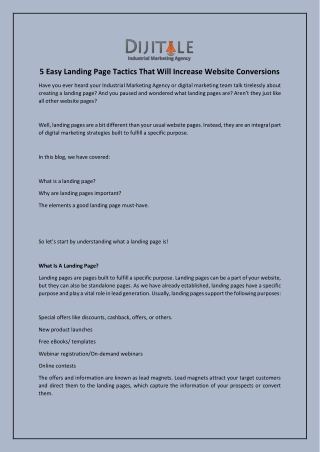 5 Easy Landing Page Tactics That Will Increase Website Conversions