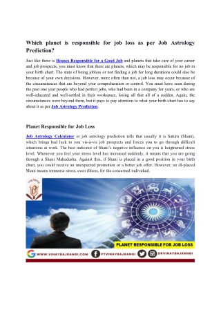 planet Responsible for Job Loss