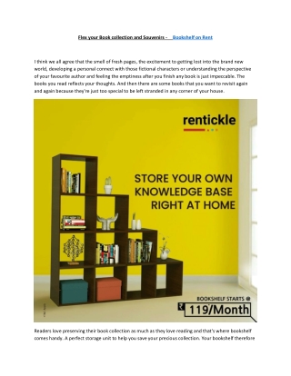 Flex your Book collection and Souvenirs -  Bookshelf on Rent