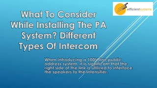 What To Consider While Installing The PA System? – Different Types Of Intercom