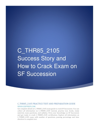 C_THR85_2105 Success Story and How to Crack Exam on SAP SF Succession