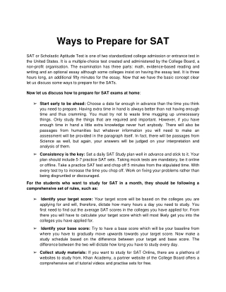 Ways to Prepare for SAT