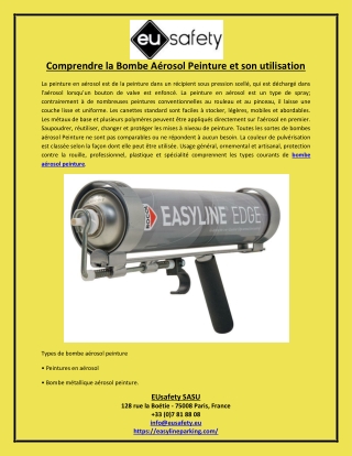 Comprendre la Bombe Aérosol Peinture et son utilisation