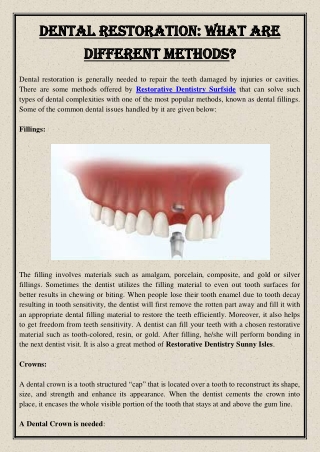 Dental restoration What Are Different Methods