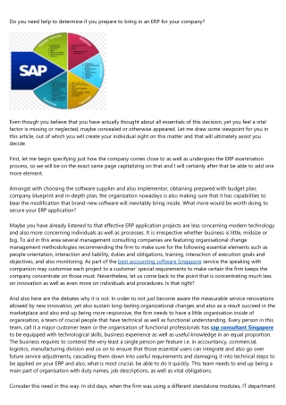 Are You Ready to Bring an ERP?
