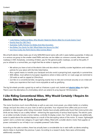 Exactly How To Choose An Electric Bike E.