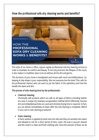 Different types of sofa dry cleaning