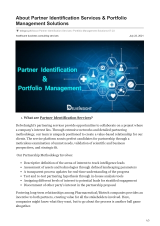 About Partner Identification Services amp Portfolio Management Solutions