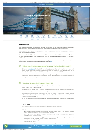 Moving To England From US