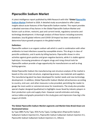 Piperacillin Sodium Market - Massive Growth opportunity Ahead