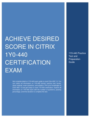 Achieve Desired Score in Citrix 1Y0-440 Certification Exam