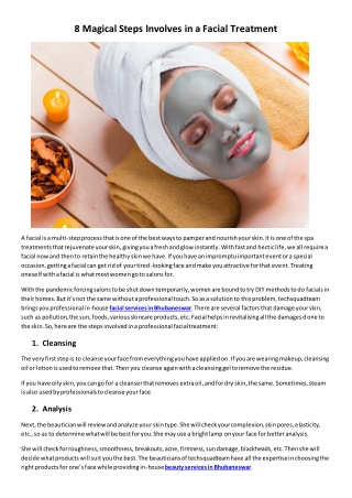 8 Magical Steps Involves in a Facial Treatment