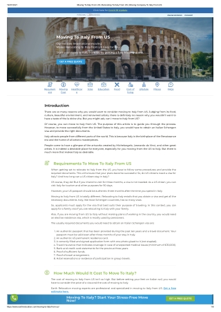 Moving To Italy From US