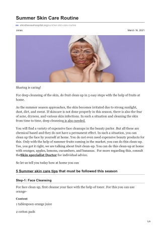Summer Skin Care Routine