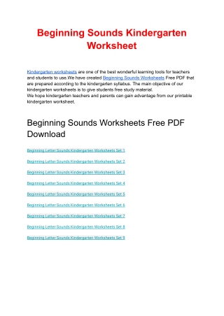 Beginning Sounds Worksheets Free PDF Download