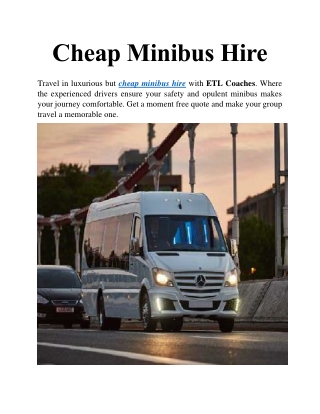 Cheap Minibus Hire