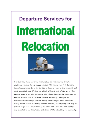 Departure Services for International Relocation