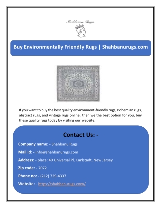 Buy Environmentally Friendly Rugs | Shahbanurugs.com