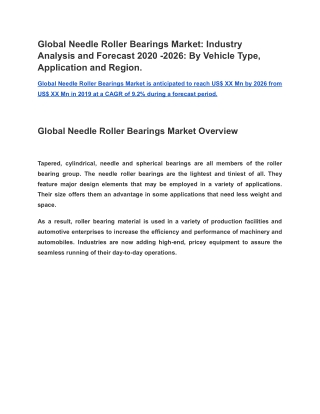 Global Needle Roller Bearings Market
