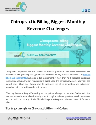 Chiropractic Billing Biggest Monthly Revenue Challenges