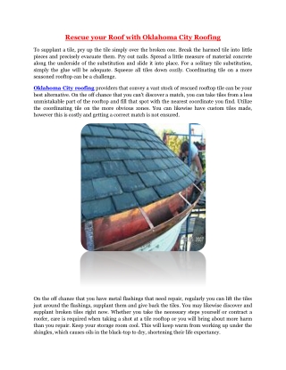 Rescue your Roof with Oklahoma City Roofing