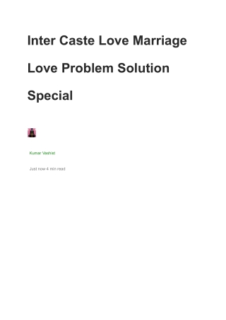 Inter-caste love marriage solution
