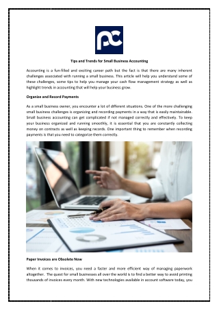 Tips and Trends for Small Business Accounting
