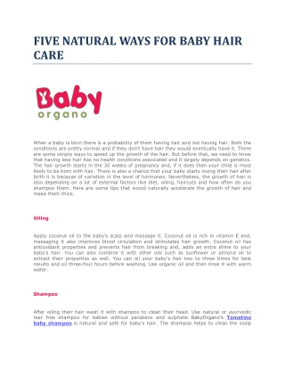 FIVE NATURAL WAYS FOR BABY HAIR CARE