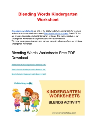 Blending Words Worksheets available in Free PDF Download