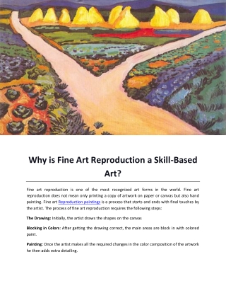 Why is Fine Art Reproduction a Skill-Based Art