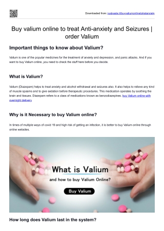 Buy valium online to treat Anti-anxiety and Seizures  order Valium