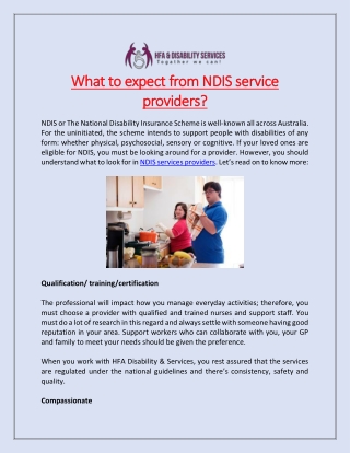 What to expect from NDIS service providers?