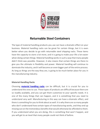 Returnable Steel Containers