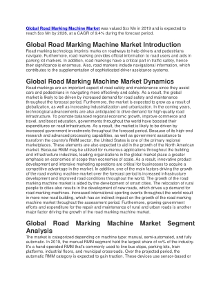 Global Road Marking Machine Market was valued