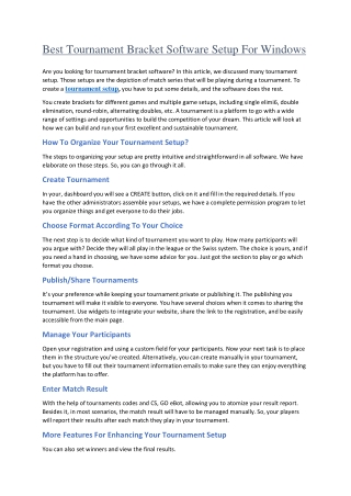 Best Tournament Bracket Software Setup For Windows
