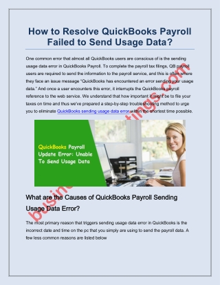 QuickBooks Payroll Update Error: Unable To Send Usage Data