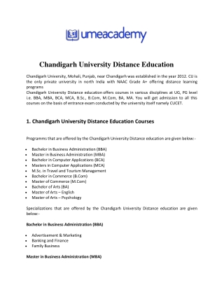 Chandigarh University Distance Education