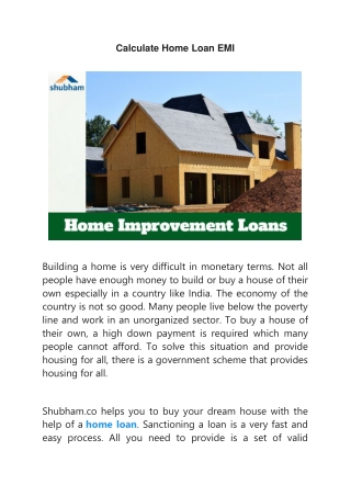 Calculate Home Loan EMI