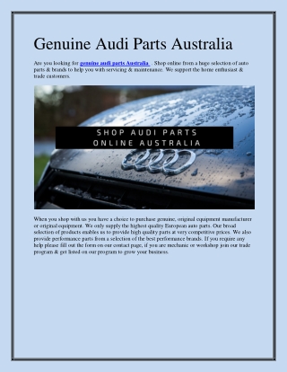 Shop Audi Parts Online Australia