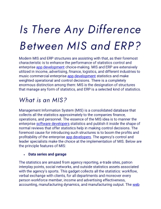 Is There Any Difference Between MIS and ERP