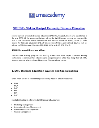 SMUDE - Sikkim Manipal University Distance Education